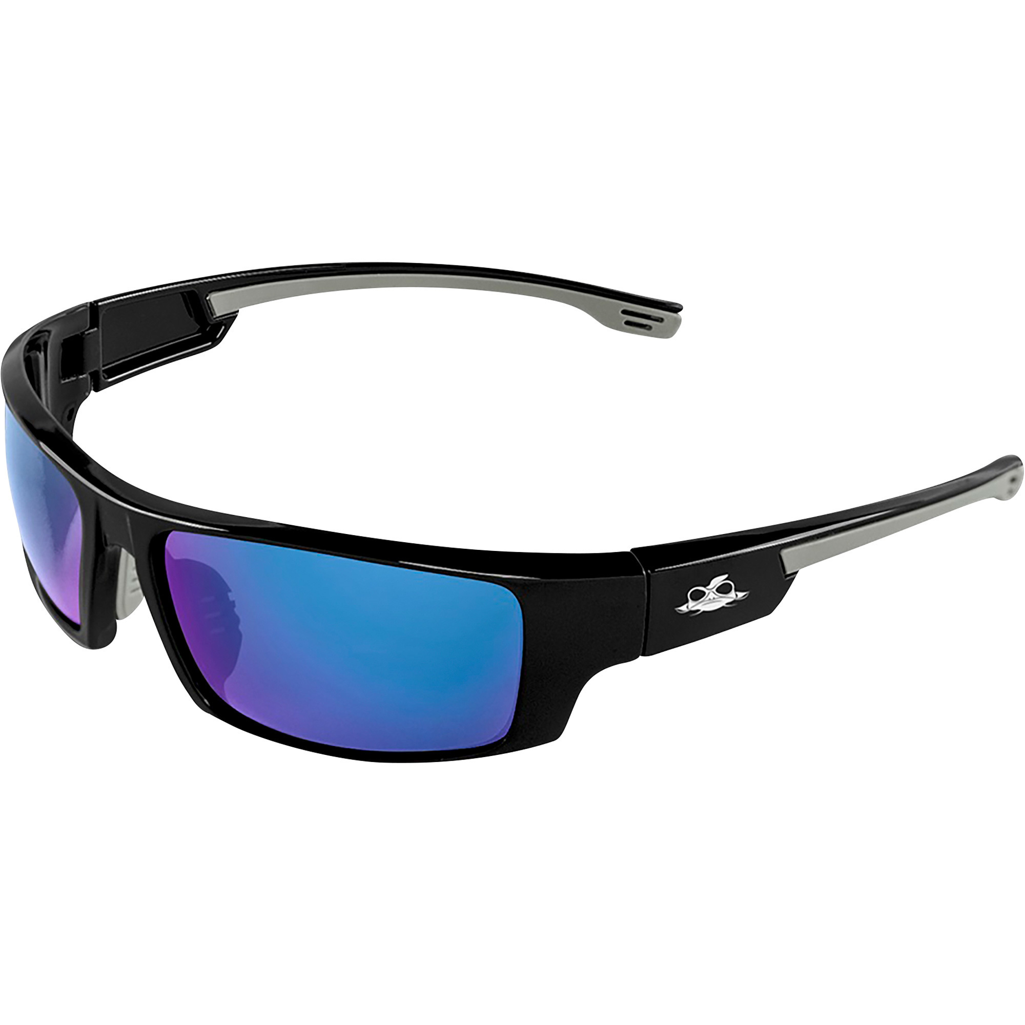 Bullhead Safety Dorado Anti-Fog Anti-Scratch Safety Glasses, Blue Mirror Lenses, Shiny Black Frames, Model# BH95129PFT